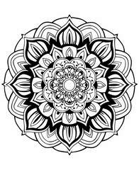 Fototapeta premium Mystical mandala image, bold and easy, line art for coloring, symmetric drawing, black bold lines