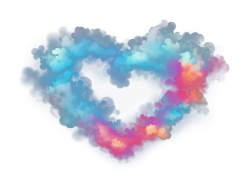 PNG Colorful heart night smoke black background.