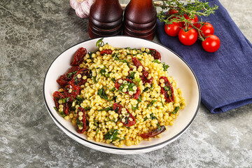 Vegetarian Pasta ptitim with vegetables