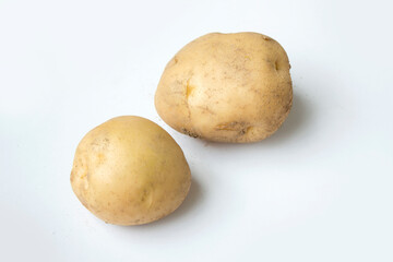 White background with brown potato.