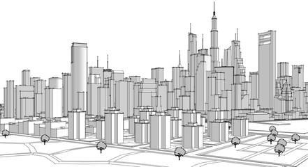 big modern city 3d illustration	
