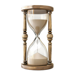 Elegant wooden hourglass with sand flowing. Represents the passage of time, patience, and precision. Perfect for projects and presentations.