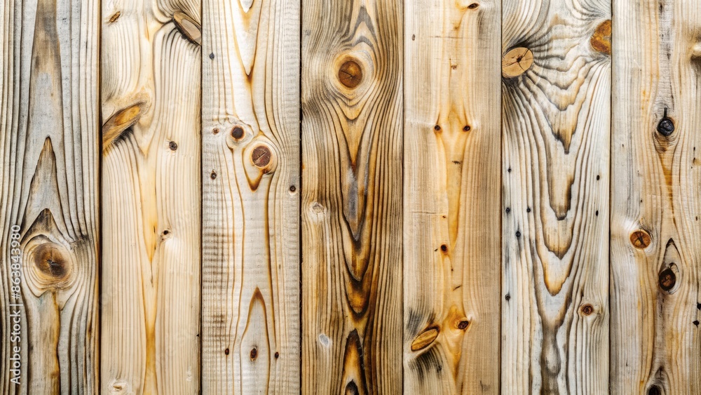 Wall mural Rustic weathered old white pine wood plank texture featuring unique natural patterns ideal for interior design and decor backgrounds. - Wall murals