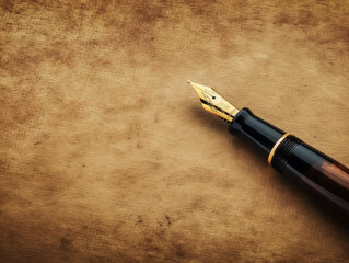 Elegant Writing: The Luxury of a Fountain Pen on a Rose Gold Background