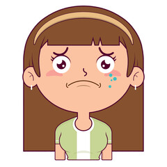 girl crying face cartoon cute