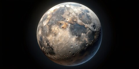 Obraz premium Realistic render of the moon with intricate texture, moon, space, lunar, astronomy, celestial, night sky, planet, satellite