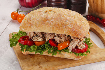 Ciabatta with canned tuna sandwich