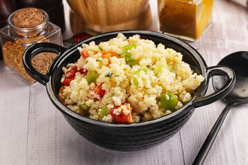 Vegan cuisine couscous with vegetables