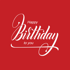 Happy birthday typography with red background.
