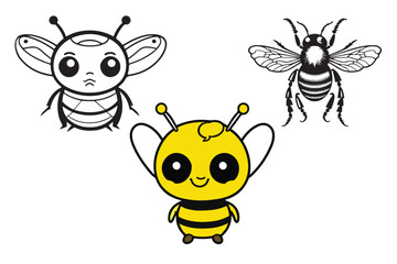 cute bees vector silhouette 