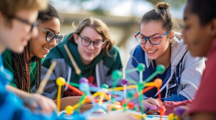 A student participating in a team-building activity, demonstrating the importance of collaboration and social skills in personal development.