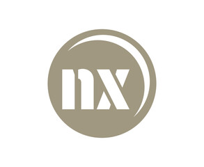 NX sport emblem or team logotype. Ball logo with a combination of Initial letter N and X for balls shop, sports company, training, club badge.