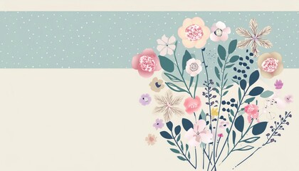 Creative layout made of various flowers. Flat lay delicate colors bouquet , generated by AI. High quality photo