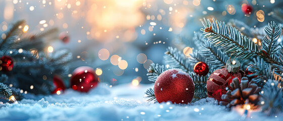 Christmas Ornament Decoration. Winter Christmas Background. Copy Space