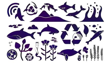 Pictograms, environmental protection, climate change