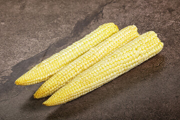 Raw sweet baby corn heap