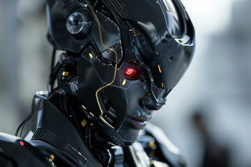 Fototapeta premium Generative AI creative picture Robot cyborg in activities of daily life routine living together with people