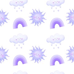 Seamless pattern pink rainbow kids print paper