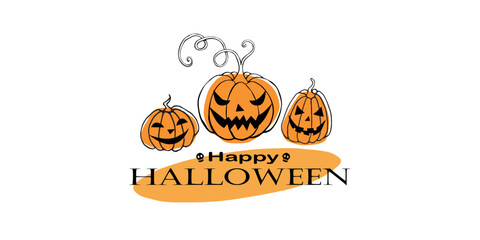 Halloween party banner,invitation, vector greeting, costume party and celebration announce with Jack o Lanterns, pumpkins