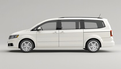 Obraz premium A white minivan is parked on a gray background.