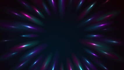 Blue purple neon round laser rays abstract tech background