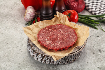 Raw beef burger cutlet minced meat