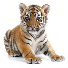 Fototapeta premium baby bengal tiger isolated on white background