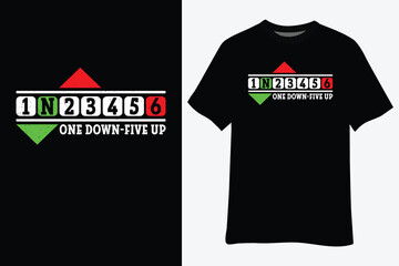 1N23456 One Down Five Up Shift Biker Motorcyclist T-Shirt Design