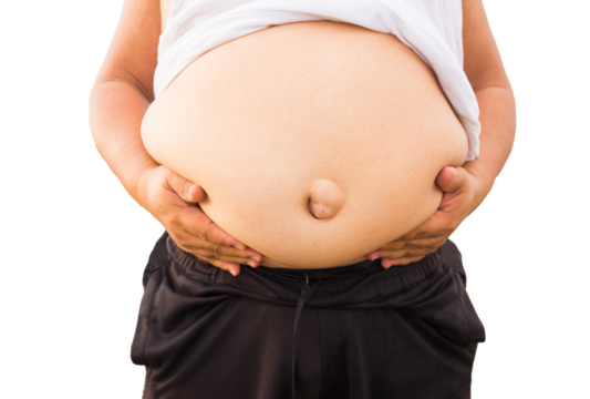PNG Very obese or overweight men isolated on transparent background.