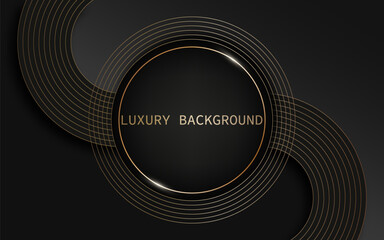 A black background with gold lines and a circle in the middle. The circle is labeled  Luxury background