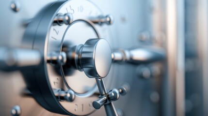 Fototapeta premium Sturdy vault door, economic safety in market downturn