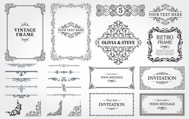 Vintage decorative design elements set 05