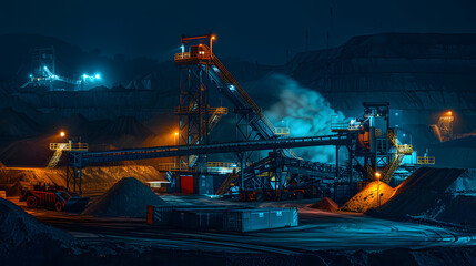 an industrial mining operation, where the machinery and infrastructure