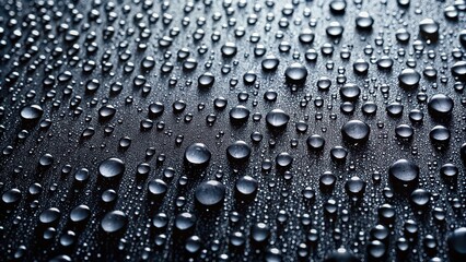 Texture of rain droplets on black background, raindrops, overlay effect, weather, wet,abstract, macro, close-up