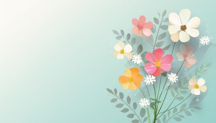 Creative layout made of various flowers. Flat lay delicate colors bouquet , generated by AI. High quality photo