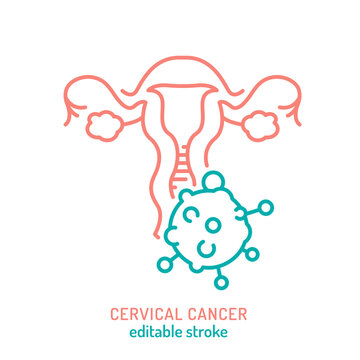 Uterine cervical tumor outline icon. Cervix carcinoma.