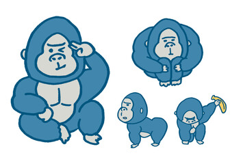 イケメン風のかわいいゴリラのキャラ素材
