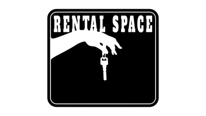 rental space sign, black isolated silhouette