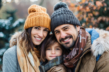 Portrait of happy family with kid for Son an Daughter Day. Happy Family Day. Parents' Day