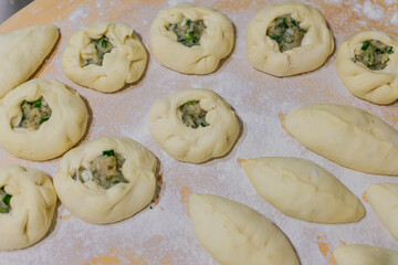 homemade raw pies ready for baking.