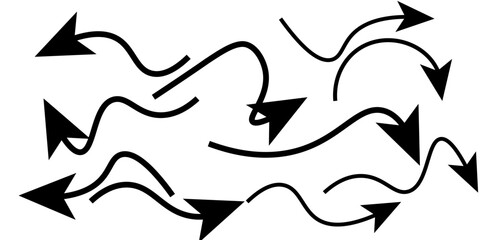 Collection hand drawn arrows. Set simple arrows isolated on white background. Arrow mark icons. Arrow paint - stock vector. pattern