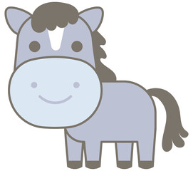 Cute happy farm life in Children Style Cartoon illustration donkey horse