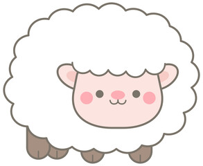 Cute happy farm life in Children Style Cartoon illustration chubby sheep