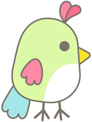 Cute happy farms life in Children Style Cartoon illustration fancy bird