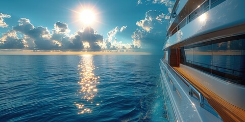 Fototapeta premium Luxury Yacht at Sunset on the Ocean