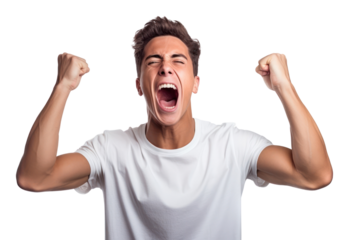 PNG Winner shouting adult hand.