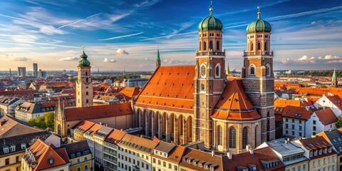 Obraz premium Iconic Frauenkirche in Munich, Germany, known for its twin towers and stunning architecture, Germany, Munich
