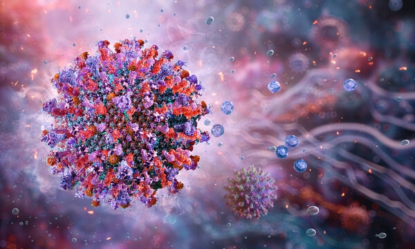 Varicella zoster virus. Double-stranded DNA genome structure, capsid, envelope. Virus causing chickenpox, skin blisters hives sores, shingles. Herpes infection control, vaccine. 3D medical illustratio