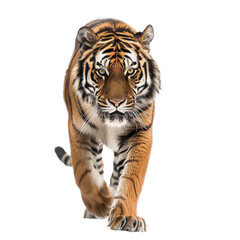 Obraz premium Royal tiger isolated on white background. The tiger is staring at its prey. 