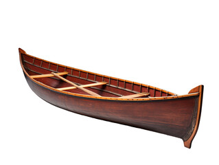 a wooden canoe on a white background